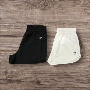 GYMSHARK Bundle of 2 Running/ Training Shorts White/ Black Womens SMALL